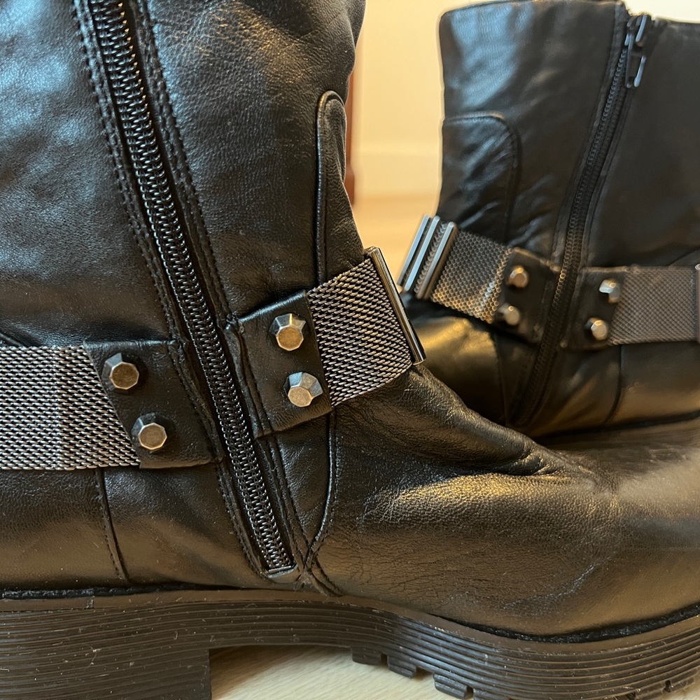 Kurt Geiger NEVER WORN Black Leather Moto boots - Picture 4 of 10